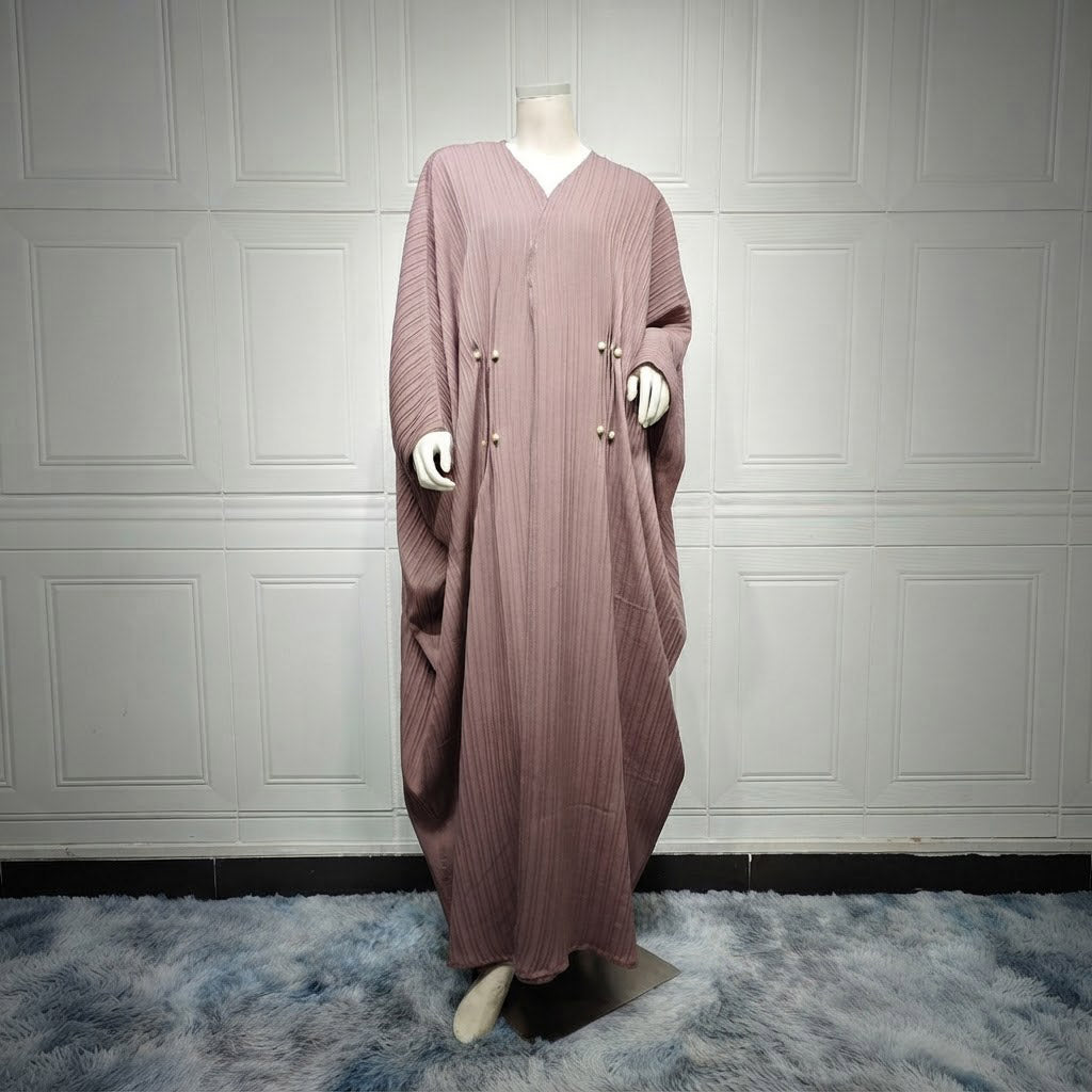 'Grace & Comfort' Striped Open-Front Abaya
